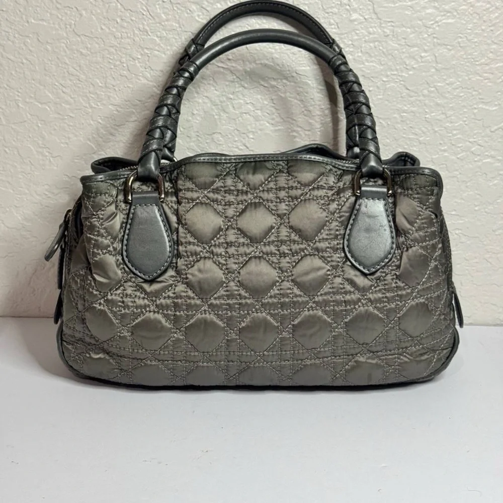 Christian Dior Vintage Iconic Cannage Lady Boston Bag in Metallic Grey - Picture 6 of 16